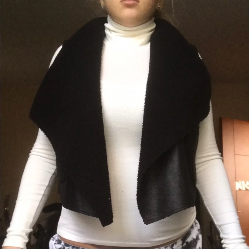 C&C California black faux fur vest
